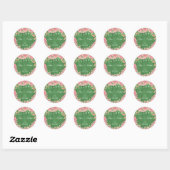 Rustieke roze bloemengroene schuur hout zomer brui ronde sticker (Vel)