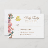 Rustieke roze bloemenkrans Chinese bruiloft RSVP Kaartje (Voorkant)
