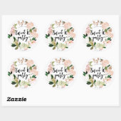 Rustieke roze bloemenkrans zoet 16 sticker (Vel)