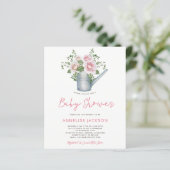 Rustieke roze bloemige babymeisje BUDGET shower ui (Staand voorkant)