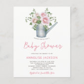 Rustieke roze bloemige babymeisje BUDGET shower ui (Voorkant)