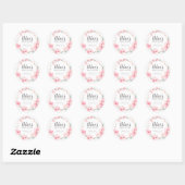 Rustieke Roze Bloemige Bruidsdouche Dankjewel Ronde Sticker (Vel)