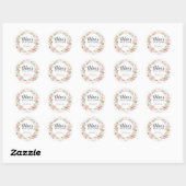 Rustieke Roze Bloemige Bruidsdouche Dankjewel Ronde Sticker (Vel)