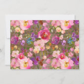 Rustieke Roze Bloemige Bruiloft Uitnodigingen (Achterkant)