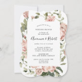 Rustieke roze bloemige post-huwelijksbrunch uitnod kaart (Voorkant)