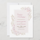 Rustieke Roze Bloemige Trouw Save the Date Kaart (Voorkant)