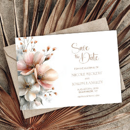 Rustieke roze bloemige trouw 'Save the Date' Save The Date