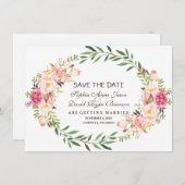 Rustieke roze bloesem bloesem bewaar de datum save the date (Voorkant / Achterkant)