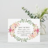 Rustieke roze bloesem bloesem bewaar de datum save the date (Staand voorkant)