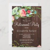 Rustieke roze blos tuin rozen pensioenfeest kaart (Voorkant)