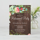 Rustieke roze blos tuin rozen pensioenfeest kaart (Staand voorkant)