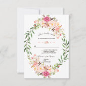 Rustieke Roze Blush Bloem Bloom Wedding RSVP (Voorkant)