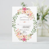 Rustieke Roze Blush Bloem Bloom Wedding RSVP (Staand voorkant)
