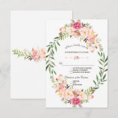 Rustieke Roze Blush Bloem Bloom Wedding RSVP (Voorkant / Achterkant)