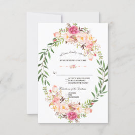 Rustieke Roze Blush Bloem Bloom Wedding RSVP