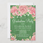 Rustieke roze blush pioenrozen FOTO afstudeerfeest Kaart (Voorkant)