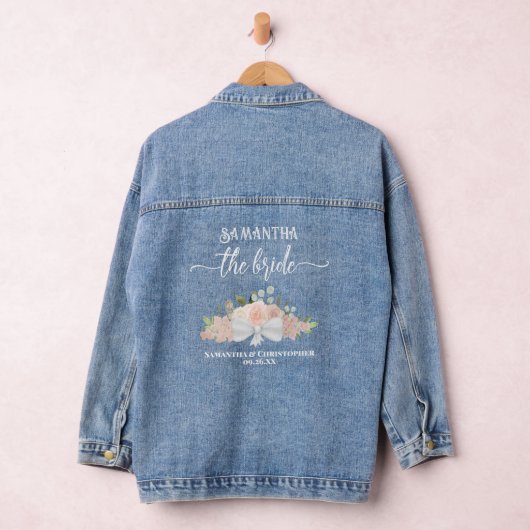 Rustieke Roze Boho Rozen De bruid bruiloft cadeau Denim Jacket (Hangar)
