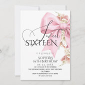 Rustieke Roze Boog Sweet 16 Verjaardag Kaart (Voorkant)