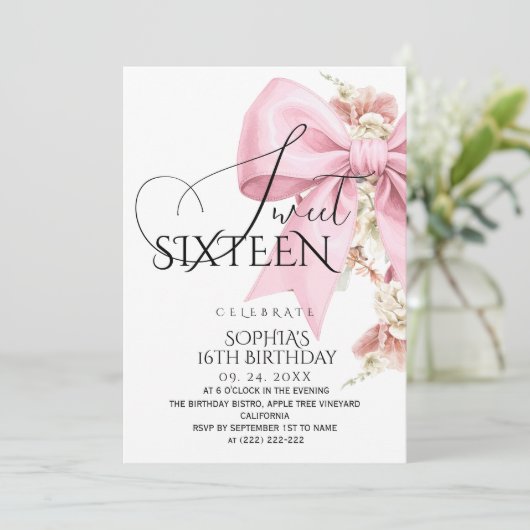 Rustieke Roze Boog Sweet 16 Verjaardag Kaart (Staand voorkant)