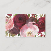 Rustieke Roze Bordeaux Bloemen Bruiloft Advieskaart (Achterkant)