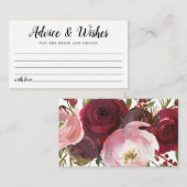Rustieke Roze Bordeaux Bloemen Bruiloft Advieskaart (Voorkant / Achterkant)