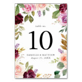 Rustieke Roze Bourgogne en Paarse Bloemen bruiloft Kaart (Voorkant)