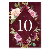 Rustieke Roze Bourgogne en Paarse Bloemen bruiloft Kaart (Voorkant)