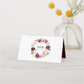 Rustieke Roze Bourgogne en Paarse Bloemen bruiloft Plaatskaartje (Achterkant)