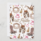 Rustieke Roze Bruine Meisjes 1e Rodeo 1e Verjaarda Kaart (Achterkant)