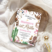 Rustieke Roze Bruine Meisjes 1e Rodeo 1e Verjaarda Kaart