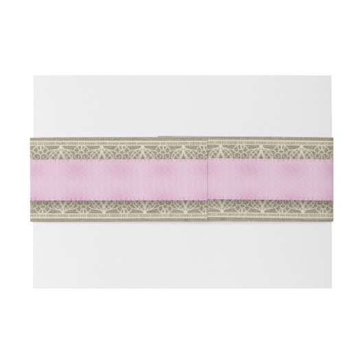 Rustieke Roze Burlap en Kant Uitnodigingen Wikkel (Achterkant Voorbeeld)