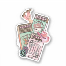 Rustieke Roze Cowgirl Vinyl Sticker