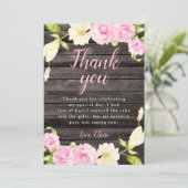 Rustieke Roze Crème Bloemen Verjaardag Bedankkaart (Staand voorkant)