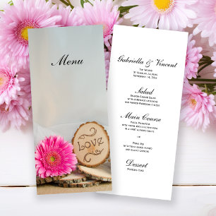 Rustieke Roze Daisy Natuurlijke Bossen Bruiloft Me Menu