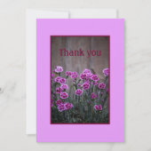 Rustieke Roze Dianthus Bloemen Flat Dank u kaart (Voorkant)