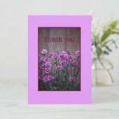 Rustieke Roze Dianthus Bloemen Flat Dank u kaart (Staand voorkant)