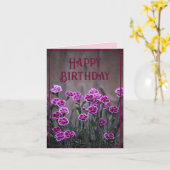 Rustieke Roze Dianthus Bloemen Verjaardag Kaart (Gele Bloem)