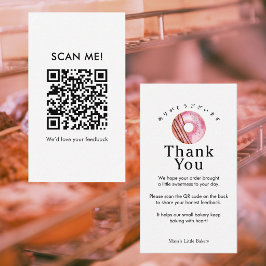 Rustieke Roze Donut Laat een Review QR Code achter Visitekaartje