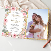 Rustieke roze en gouden bloemencode QR-code bruilo