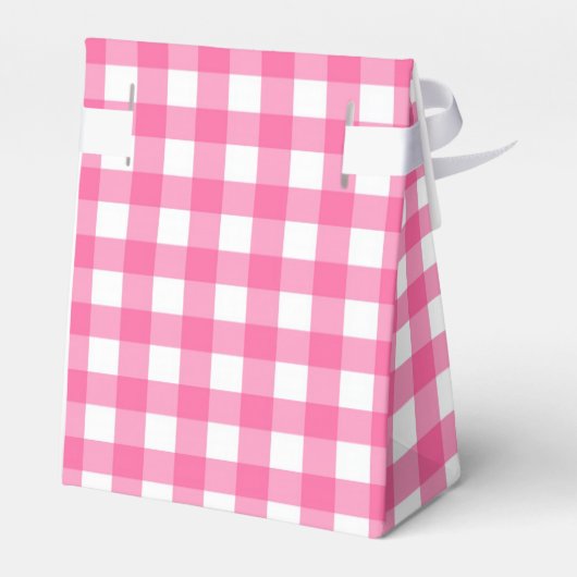 Rustieke roze en wit geruite Gingham bruiloft Bedankdoosjes (Achterkant)