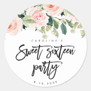 Rustieke roze florale rozen Sweet 16 sticker