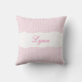 Rustieke Roze Gingham Persoonlijke Naam Kussen (Achterkant)