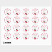 Rustieke Roze Gingham Zelfgemaakte Aardbeienjam Ronde Sticker (Vel)