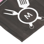 Rustieke Roze Gingham Zonnebloemen BBQ Monogram Korte Tafelloper (Hoek)