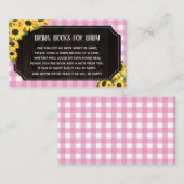 Rustieke Roze Gingham & Zonnebloemen Boeken voor B Informatiekaartje (Voorkant / Achterkant)