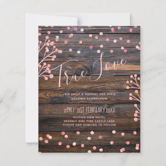 Rustieke ROZE GOUD Huwelijk Roze Hout Budget (Voorkant)