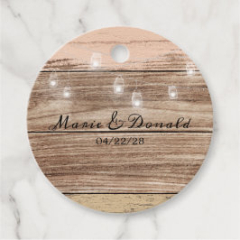 Rustieke roze hout en lantaarns bedankjes labels