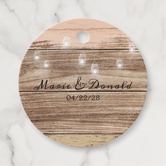 Rustieke roze hout en lantaarns bedankjes labels (Voorkant)