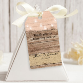 Rustieke roze hout en lantaarns cadeaulabel