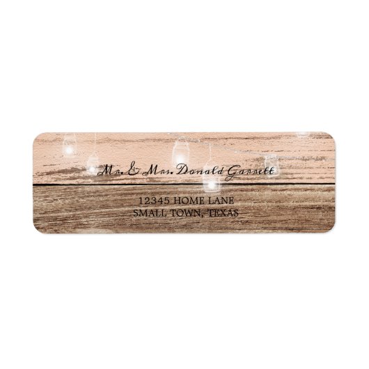 Rustieke roze hout en lantaarns etiket (Voorkant)